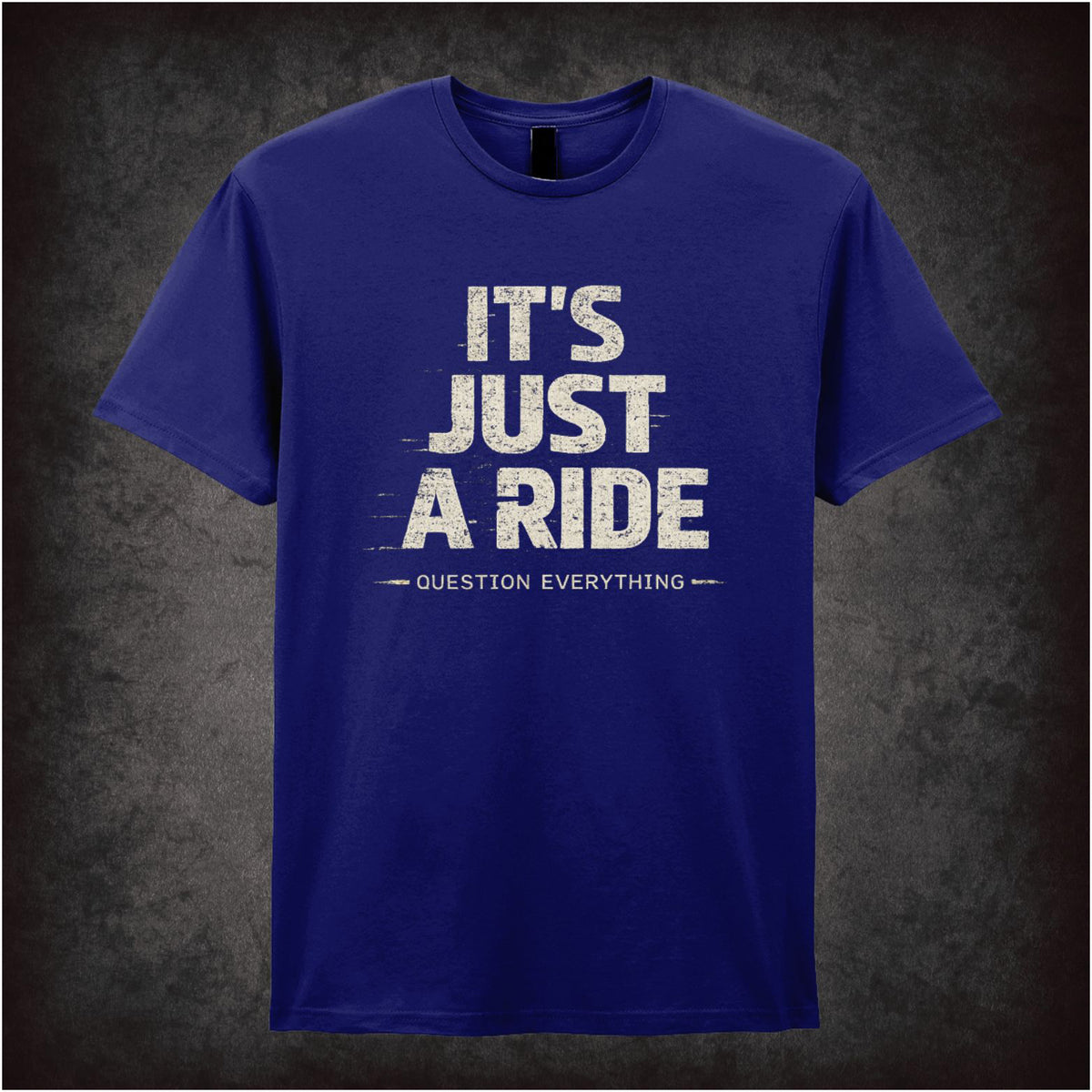 ‘It's Just A Ride’ quote T-shirt in navy from Bill Hicks