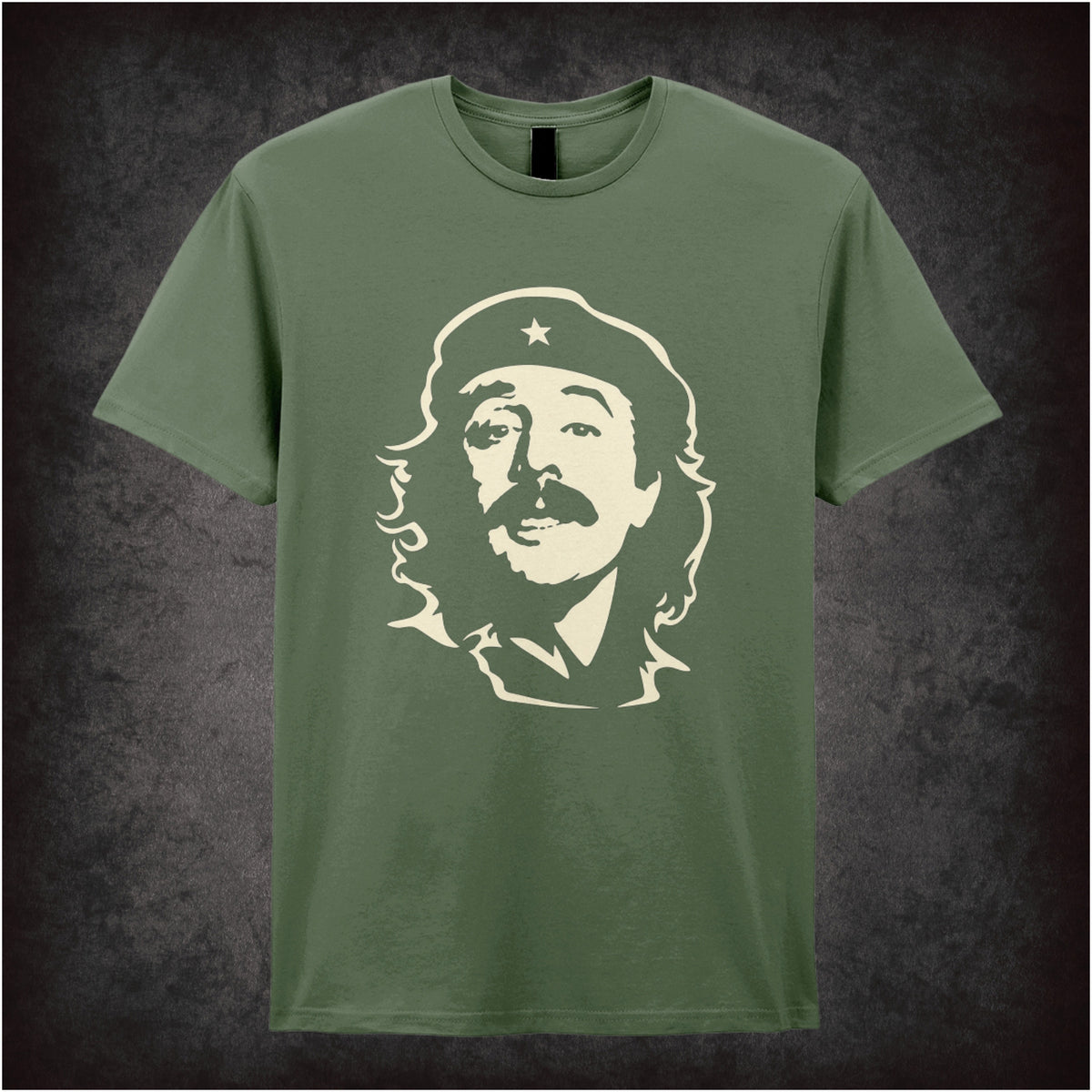 “Manuel Che Guevara-style portrait T-shirt in military green from Manuel”