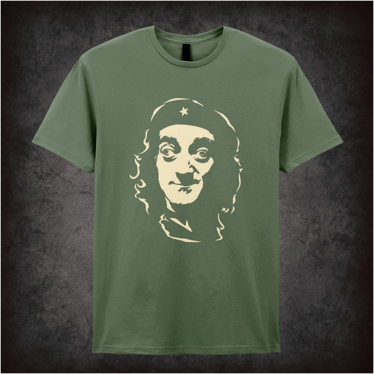 “Marty Feldman Che Guevara-style portrait T-shirt in military green from Marty Feldman”