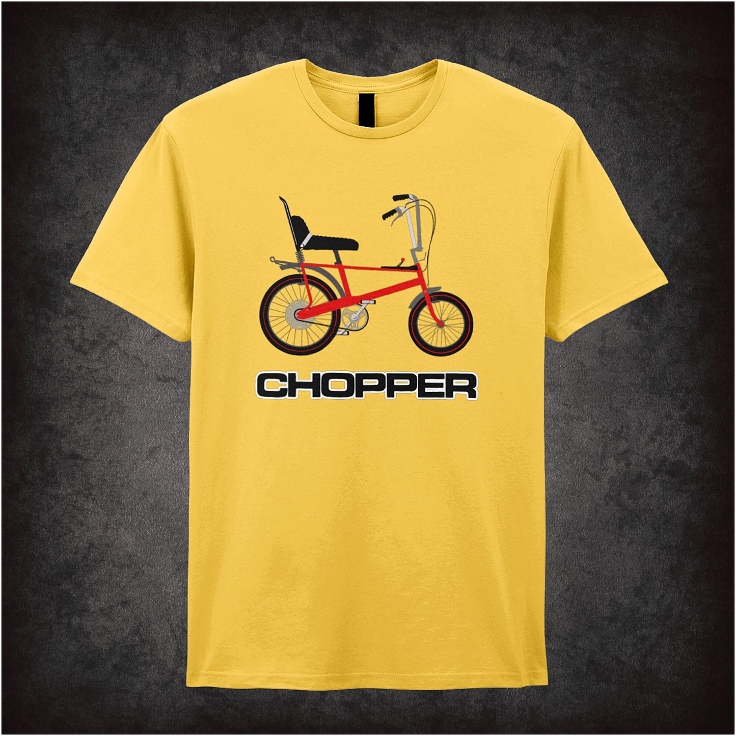 daisy unisex T-shirt featuring a “Chopper 1970's Classic” design, with a retro-style illustration of the iconic bike and bold vintage lettering.
