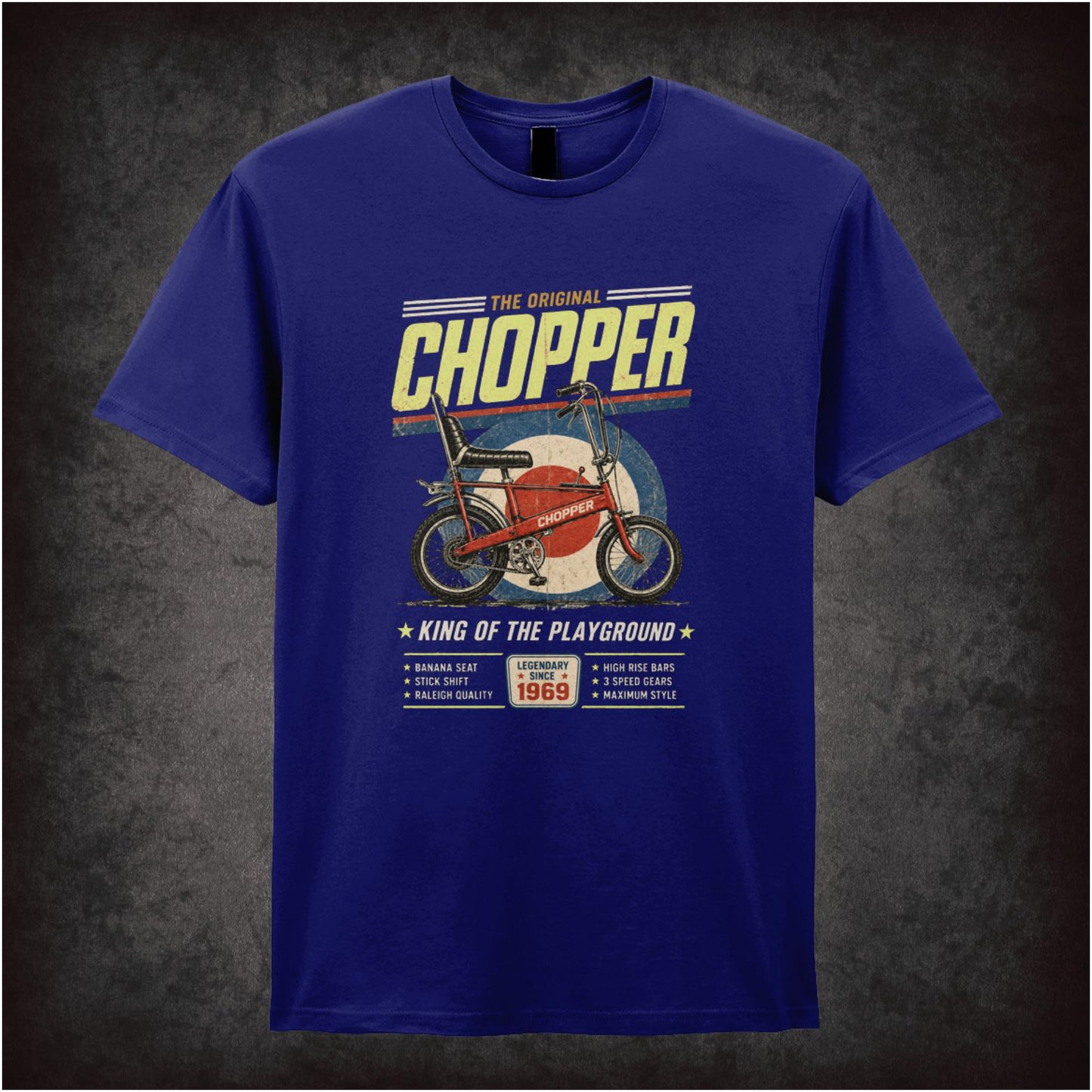 Chopper – 1970s Classic Bicycle – Cult Retro Graphic T-Shirt