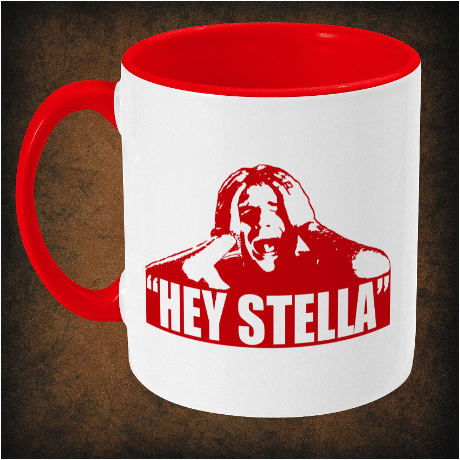 Hey Stella!’ two-toned mug inspired by A Streetcar Named Desire, left hand side featuring iconic movie quote, classic film design, and collectible Tennessee Williams-inspired merchandise.