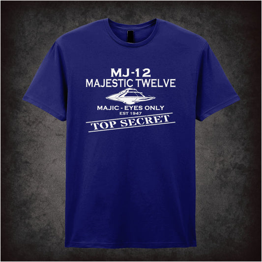 “MJ-12 Majestic Twelve” UFO top secret T-shirt in navy