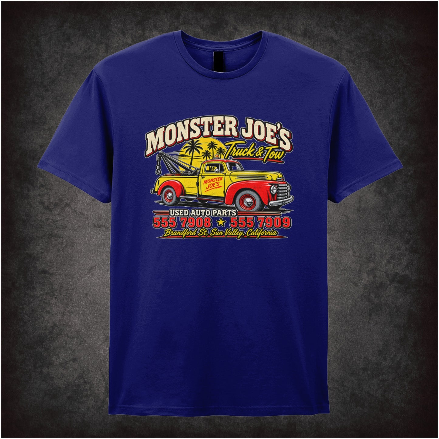 Monster Joes Truck & Tow T-shirt in navy from Pulp Fiction