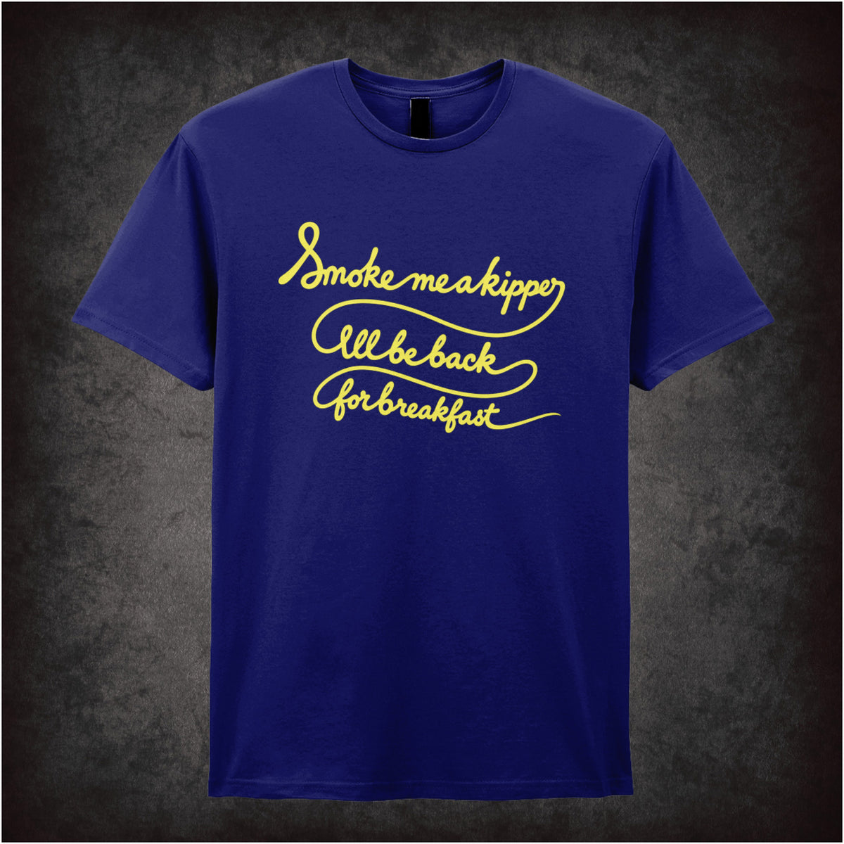 “‘Smoke me a kipper, I’ll be back for breakfast’ T-shirt in navy from Red Dwarf”