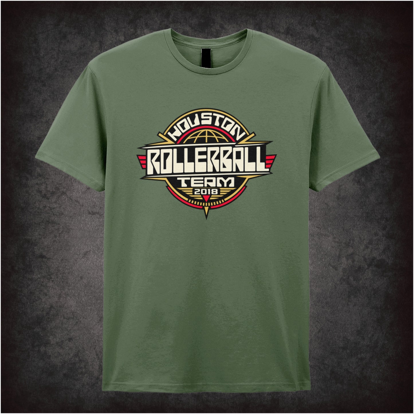 Houston Rollerball Team 2018 text T-shirt in military green from Rollerball