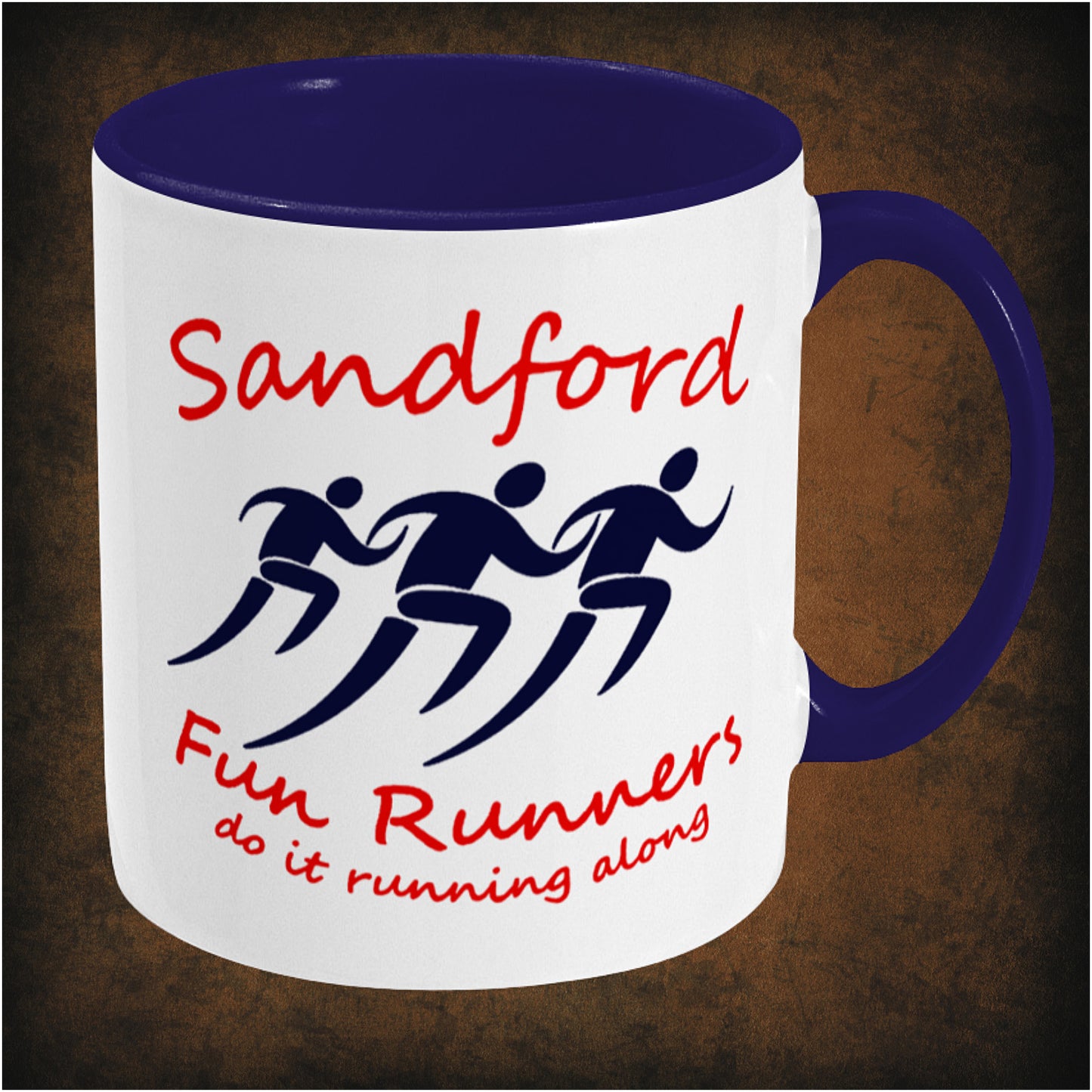 Sandford Fun Runners two-toned mug inspired by Hot Fuzz, right hand side featuring iconic movie reference, humorous design, and collectible pop culture merchandise for fans.