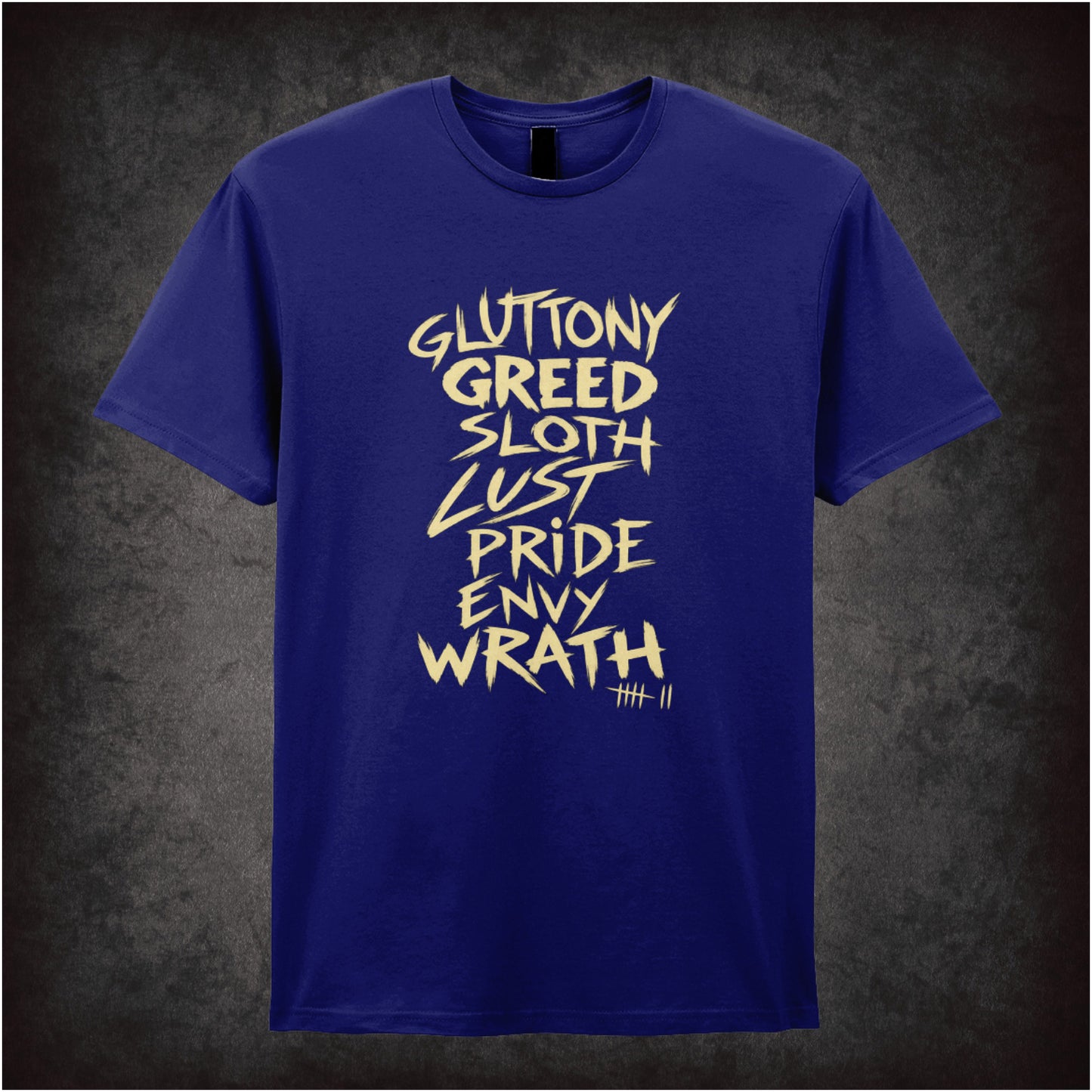 ‘Seven deadly sins’ quote T-shirt in navy from Se7en