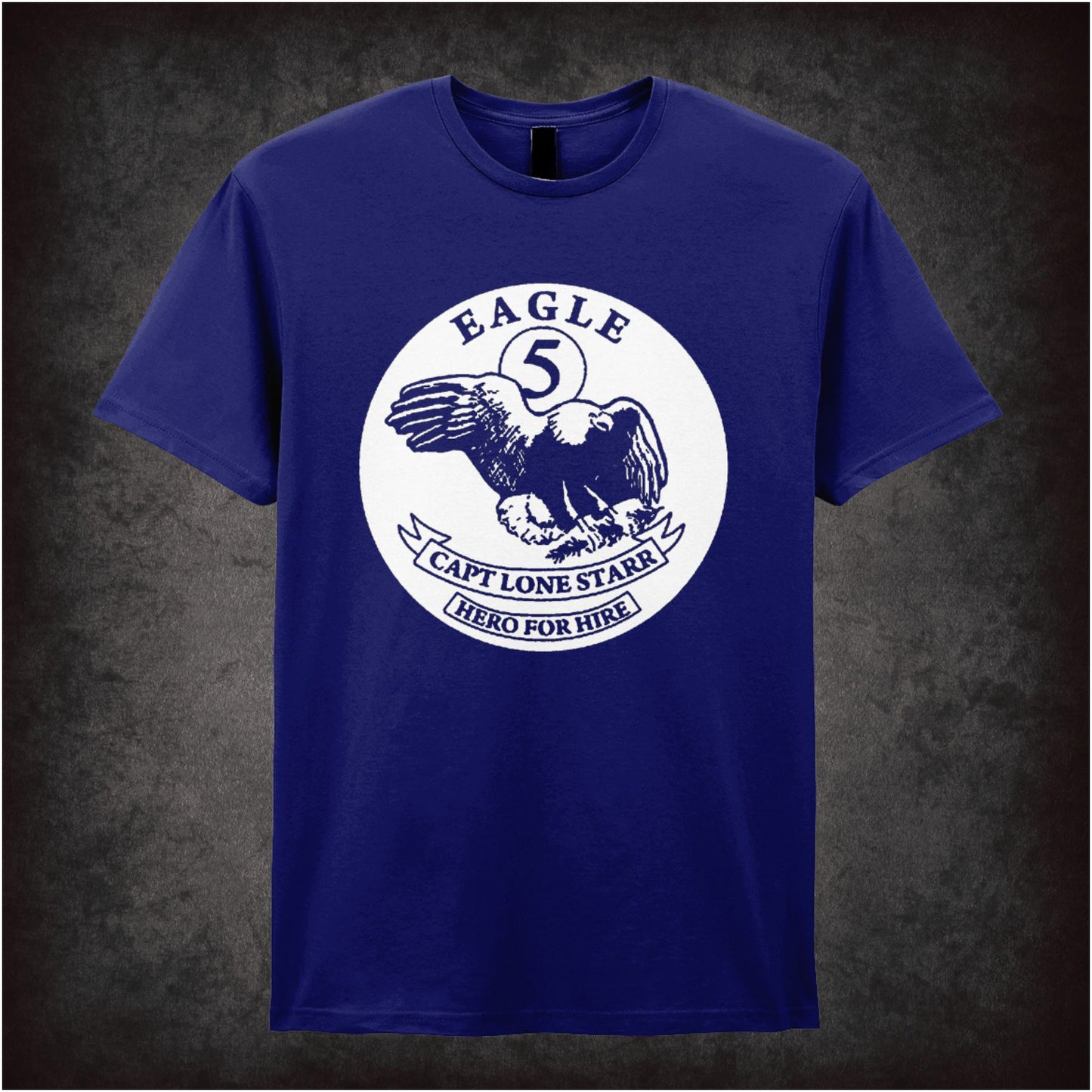 Eagle 5 Captain Lone Starr Hero For Hire – Cult Comedy Graphic T-Shirt