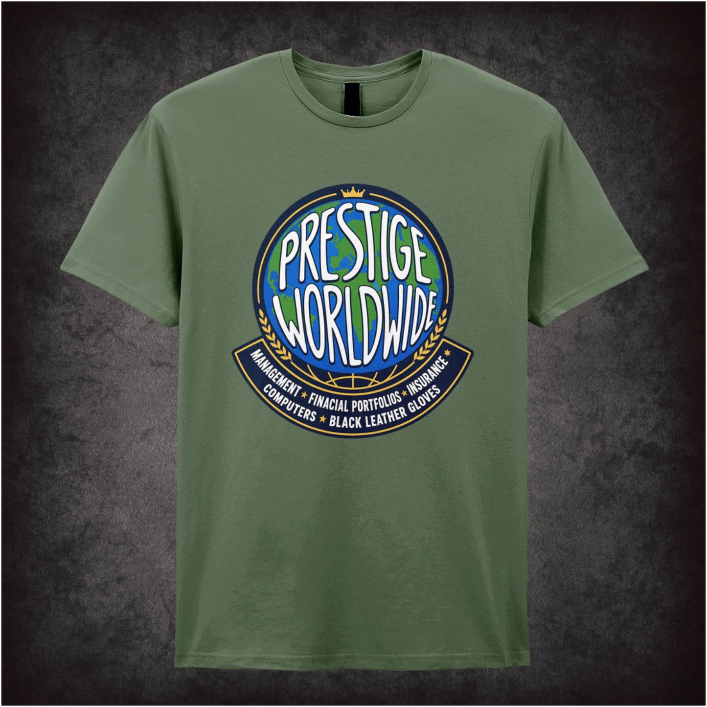 Prestige Worldwide T-shirt in military green from Step Brothers
