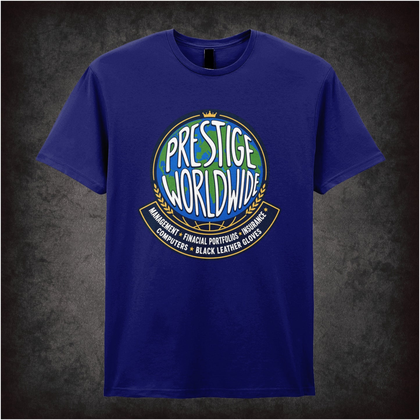 Prestige Worldwide T-shirt in navy from Step Brothers