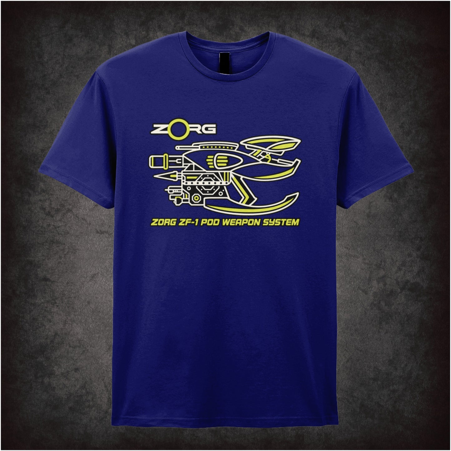 Zorg ZF-1 pod weapon system schematic T-shirt in navy from The Fifth Element