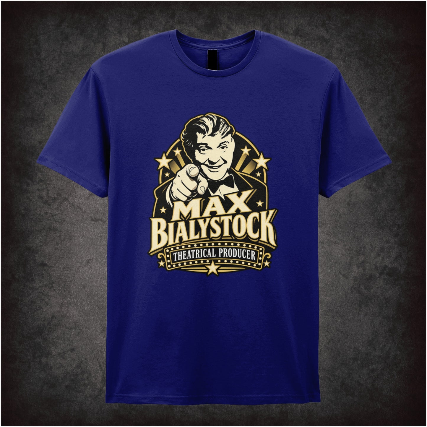 Max Bialystock theatrical producer T-shirt in navy from The Producers