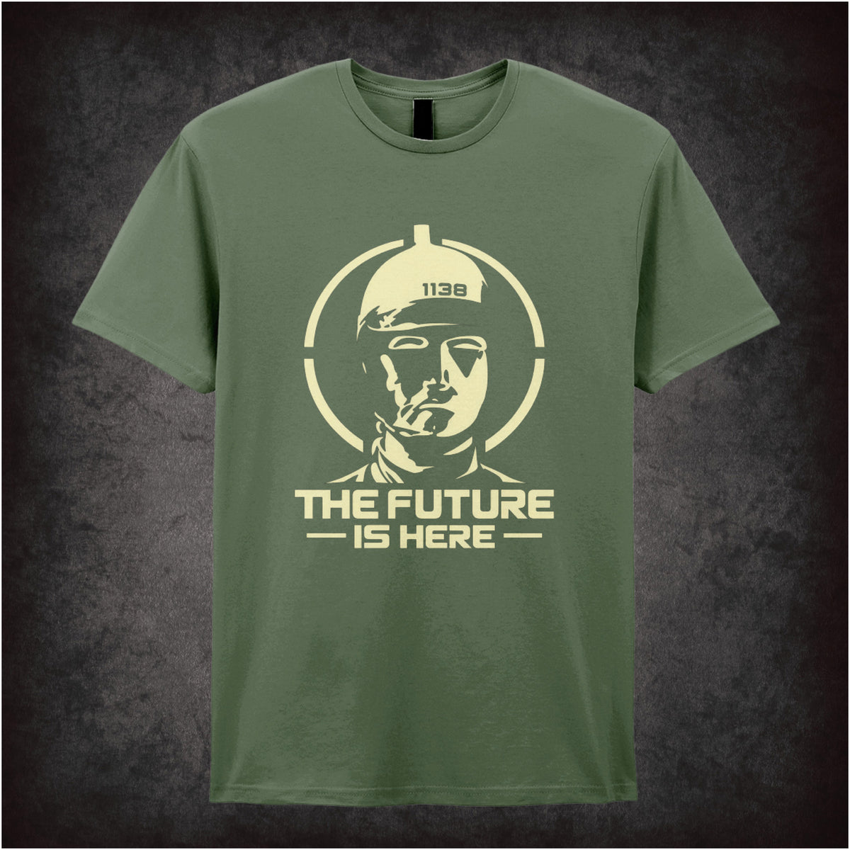 ‘The future is here’ T-shirt in military green from THX 1138
