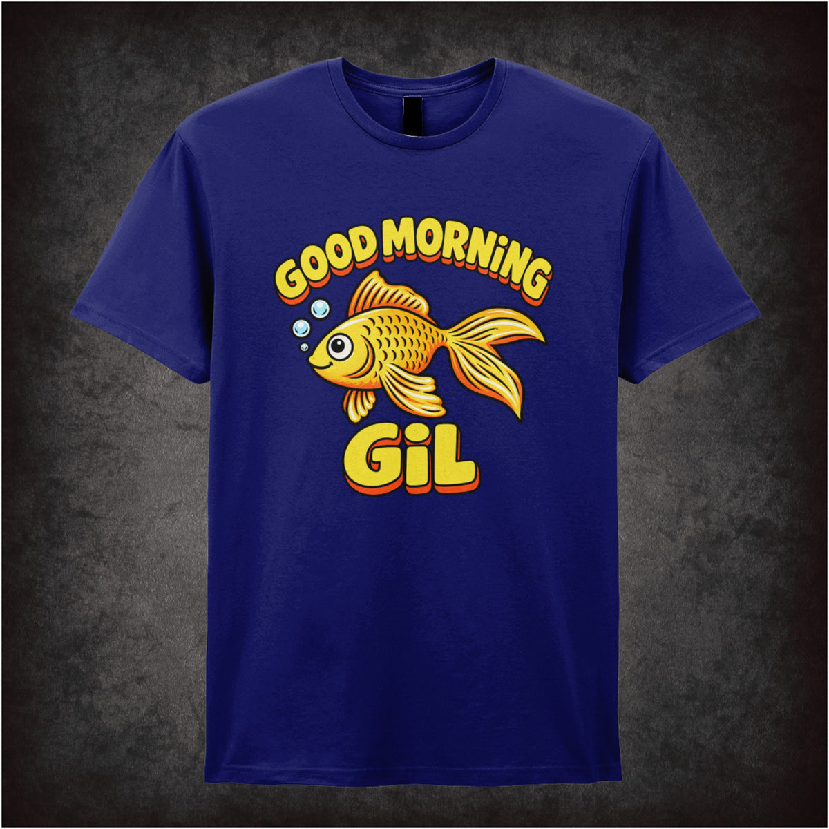 ‘good morning gil’ quote T-shirt in navy from What About Bob