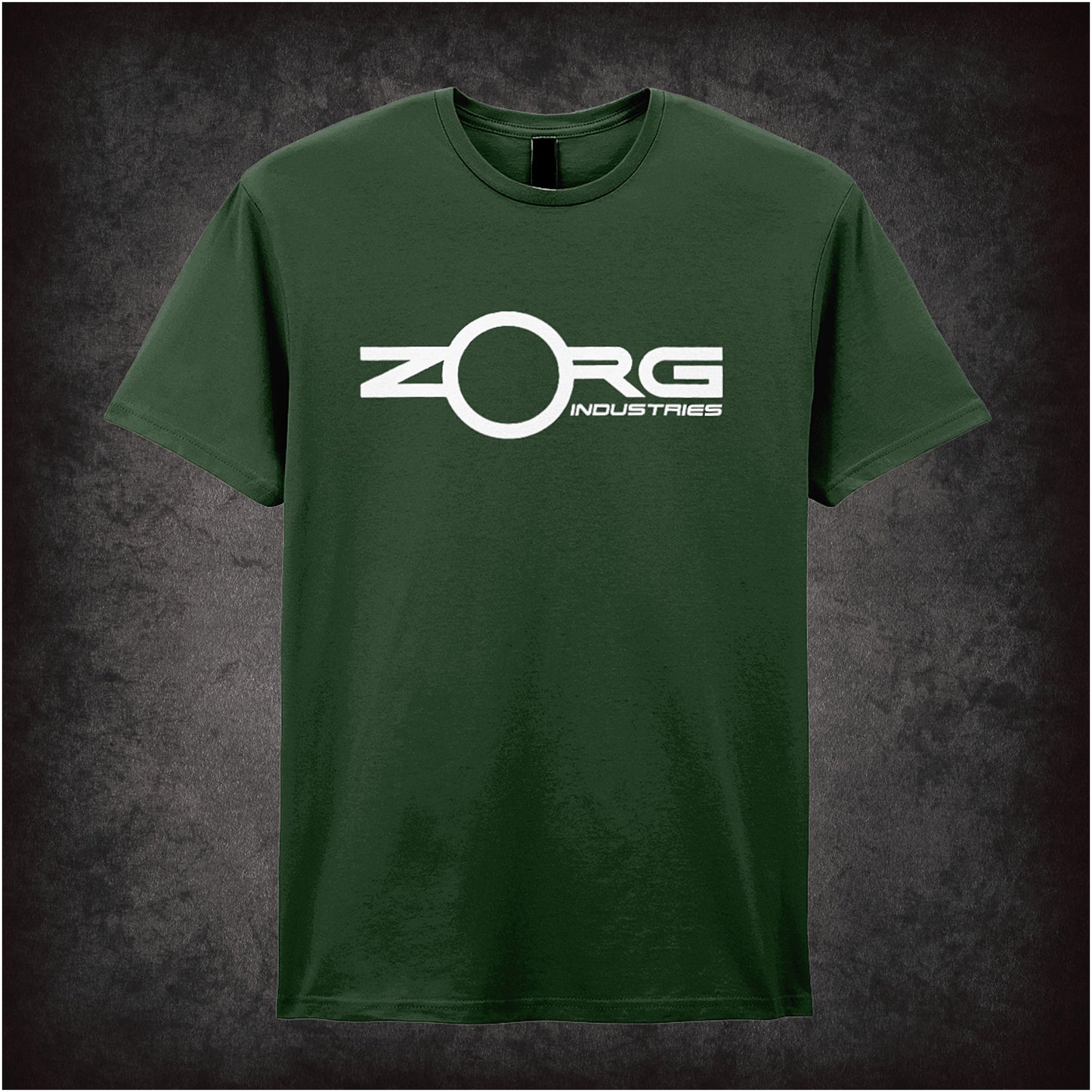 forest unisex T-shirt featuring the Zorg Industries logo from The Fifth Element, designed with sleek, futuristic corporate-style graphics.