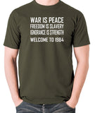 1984, George Orwell - War Is Peace - Men's T Shirt - olive