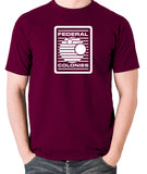 Total Recall - Federal Colonies Badge - Mens T Shirt - burgundy