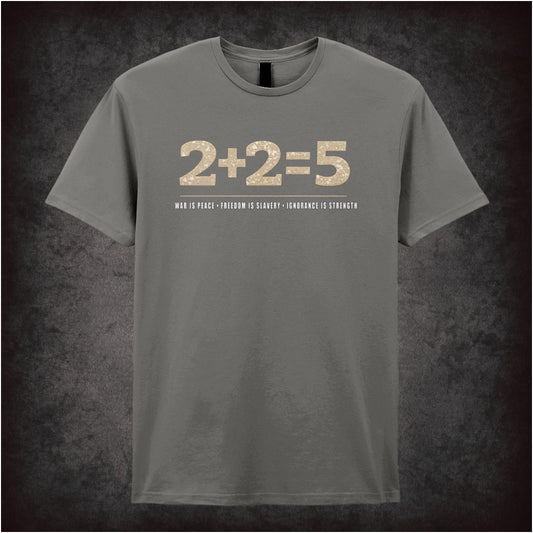 Eye symbol ‘2 + 2 = 5’ thought control T-shirt from Nineteen Eighty-Four