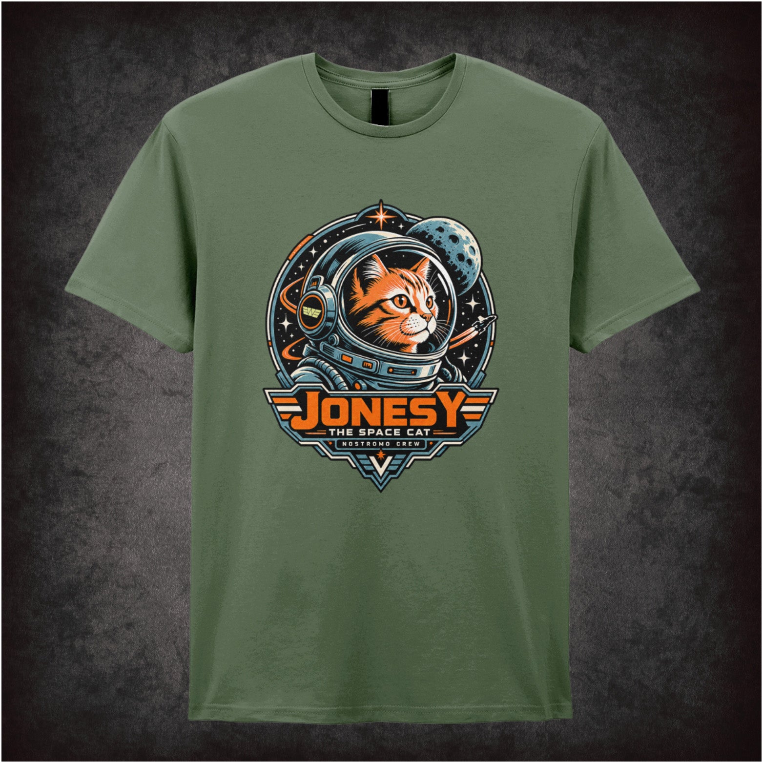 Jonesy the space cat T-shirt in military green from Alien