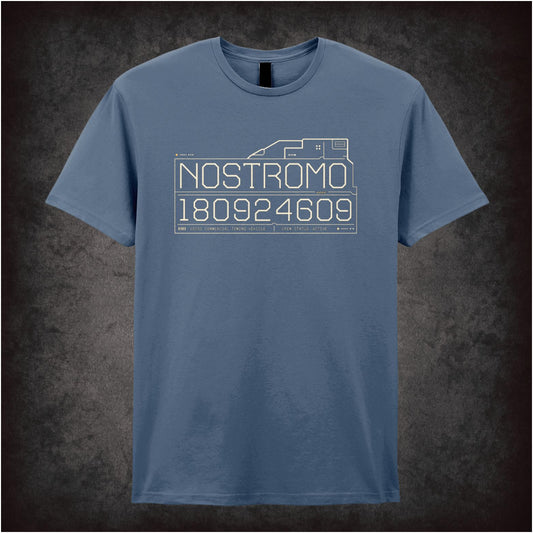 Nostromo 180924609 blueprint text logo T-shirt from Alien