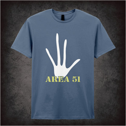 Area 51 Handprint – Cult UFO Graphic T-Shirt
