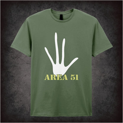 Area 51 Handprint – Cult UFO Graphic T-Shirt