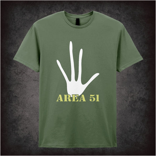 Area 51 Handprint – Cult UFO Graphic T-Shirt
