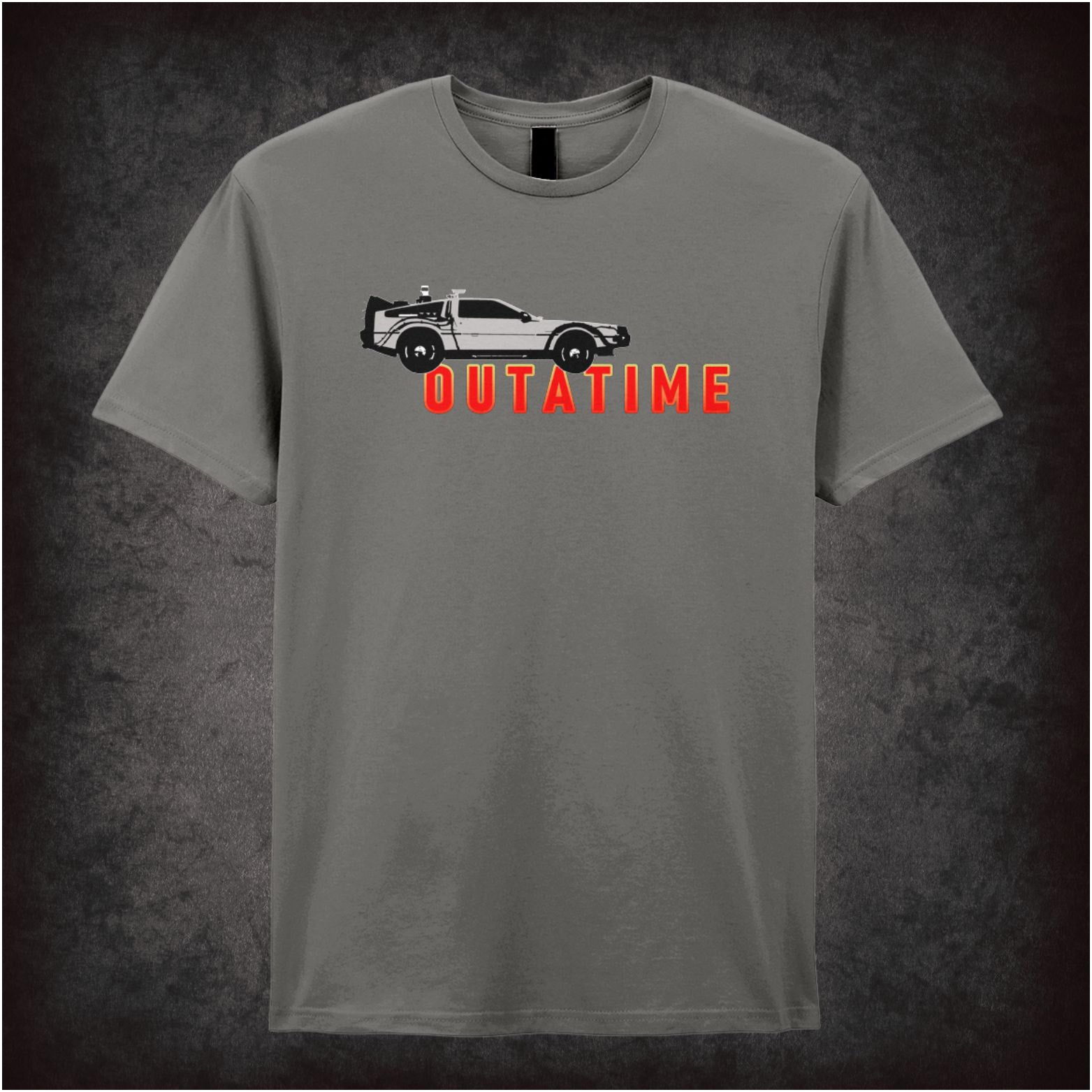DeLorean car ‘Outatime’ license plate T-shirt from Back to the Future