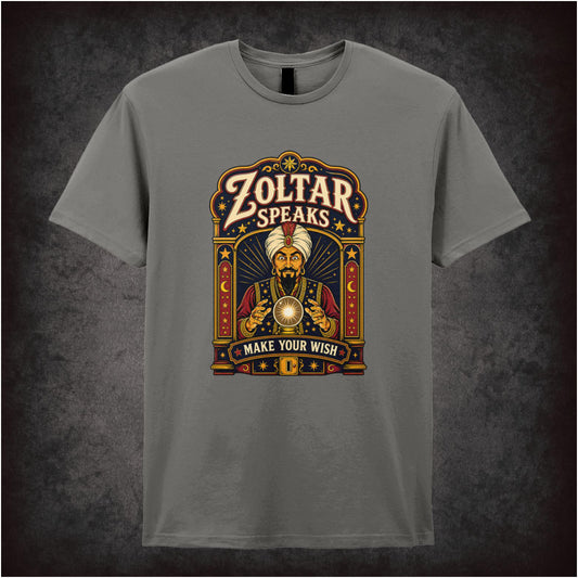 ‘zoltar speaks make your wish’ quote T-shirt from Big