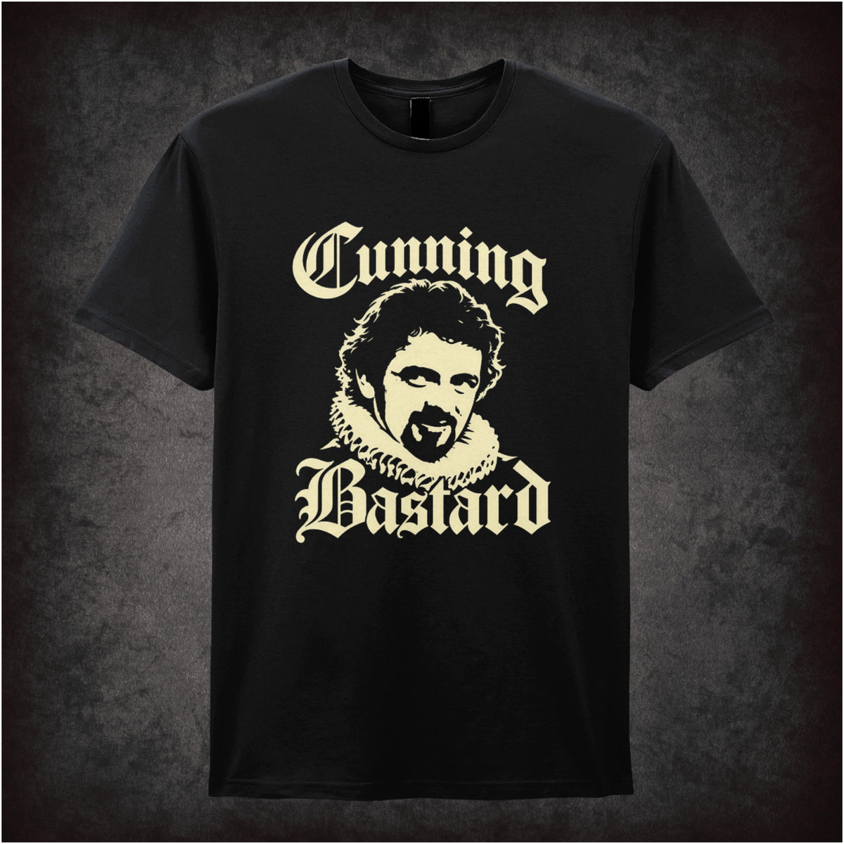 “Blackadder ‘Cunning Bastard’ T-shirt in black from Blackadder II”