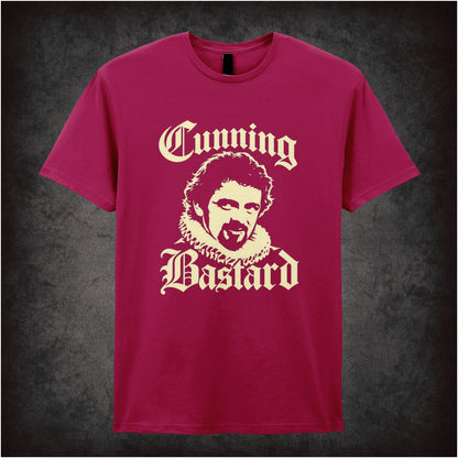 “Blackadder ‘Cunning Bastard’ T-shirt in cardinal red from Blackadder II”