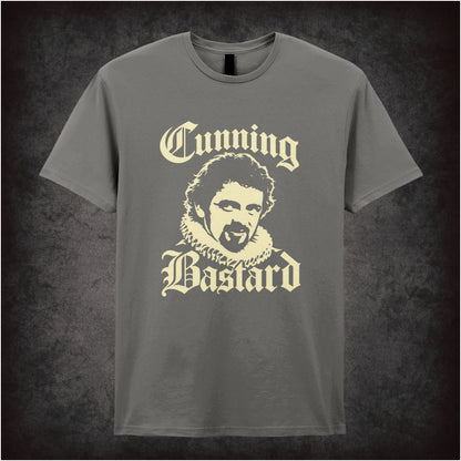 “Blackadder ‘Cunning Bastard’ T-shirt in charcoal from Blackadder II”