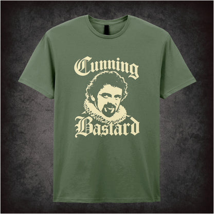 “Blackadder ‘Cunning Bastard’ T-shirt in military green from Blackadder II”