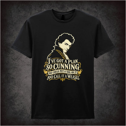 “Blackadder ‘I’ve got a plan so cunning you could put a tail on it and call it a weasel’ T-shirt in black from Blackadder”