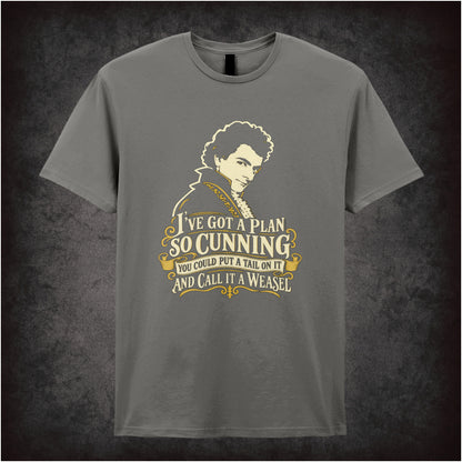“Blackadder ‘I’ve got a plan so cunning you could put a tail on it and call it a weasel’ T-shirt in charcoal from Blackadder”