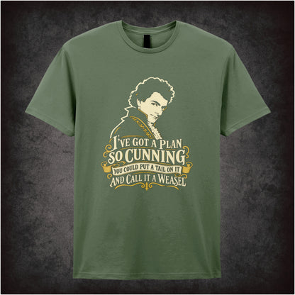 “Blackadder ‘I’ve got a plan so cunning you could put a tail on it and call it a weasel’ T-shirt in military green from Blackadder”