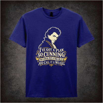 “Blackadder ‘I’ve got a plan so cunning you could put a tail on it and call it a weasel’ T-shirt in navy from Blackadder”
