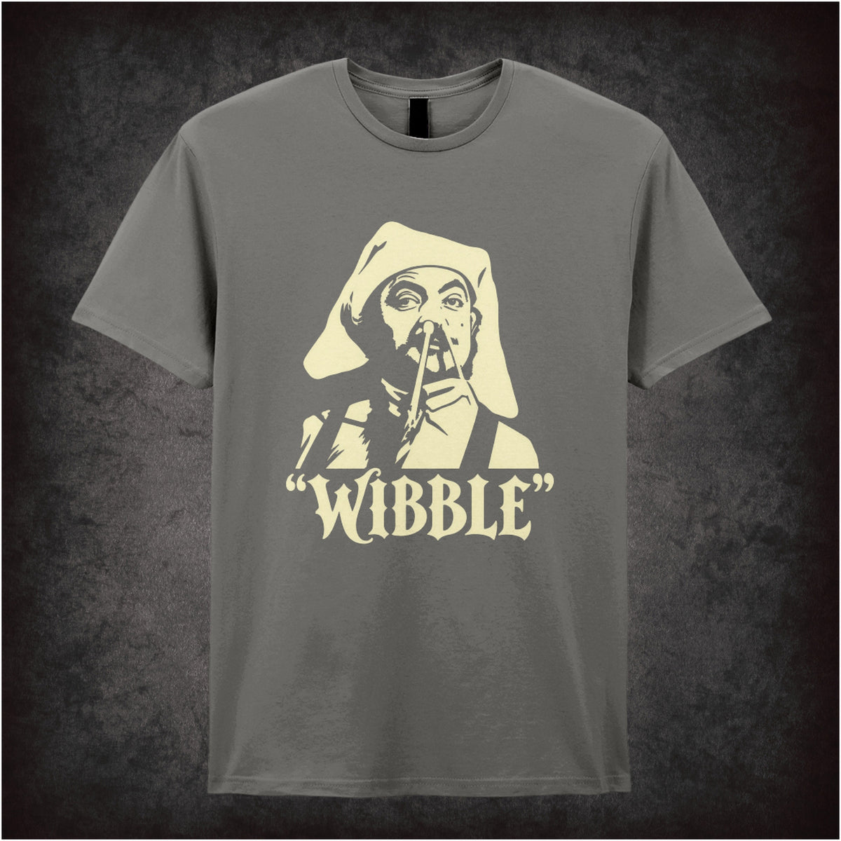 “Blackadder ‘Wibble’ T-shirt in charcoal from Blackadder II”