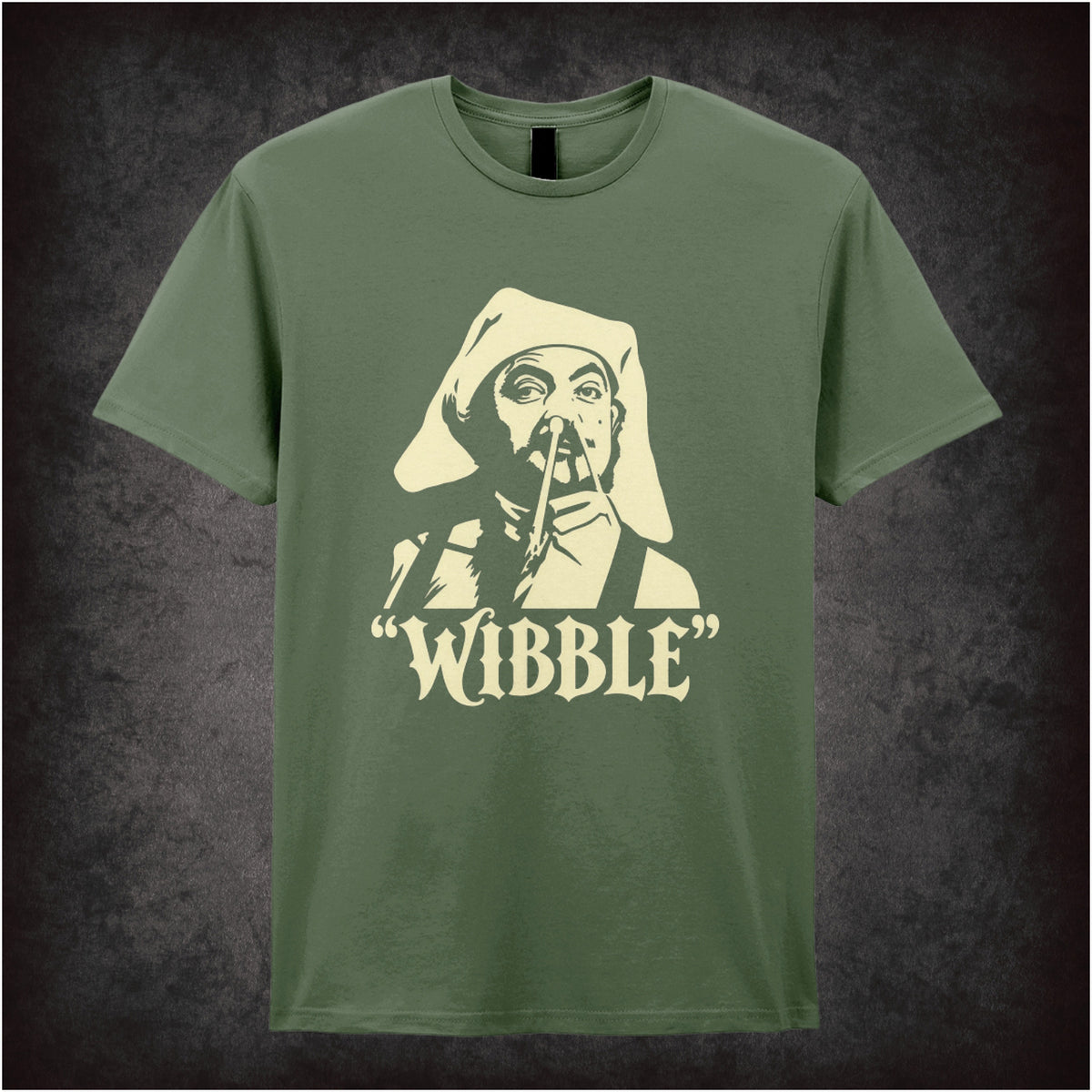 “Blackadder ‘Wibble’ T-shirt in military green from Blackadder II”