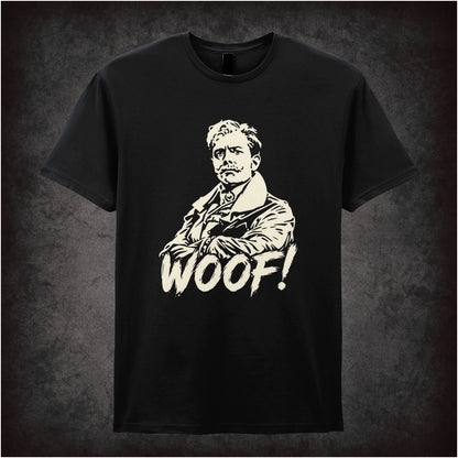 “Lord Flashheart ‘Woof.’ T-shirt in black  from Blackadder Goes Forth”