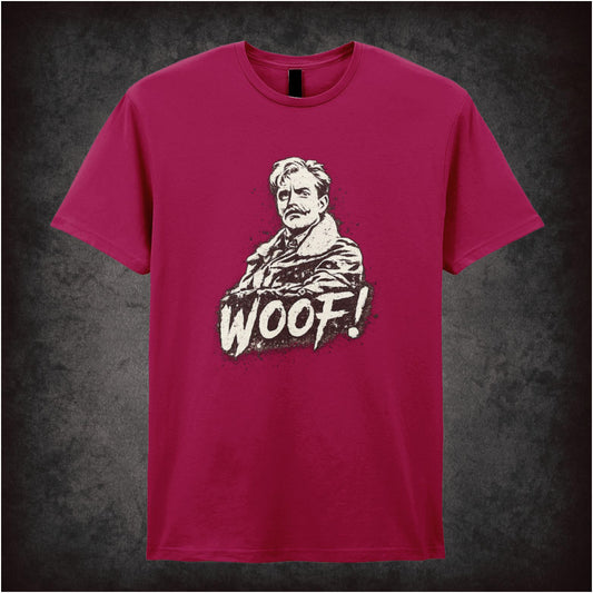 “Lord Flashheart ‘Woof.’ T-shirt from Blackadder Goes Forth”