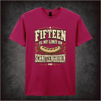 ‘Fifteen is my limit on schnitzengruben’ quote T-shirt from Blazing Saddles