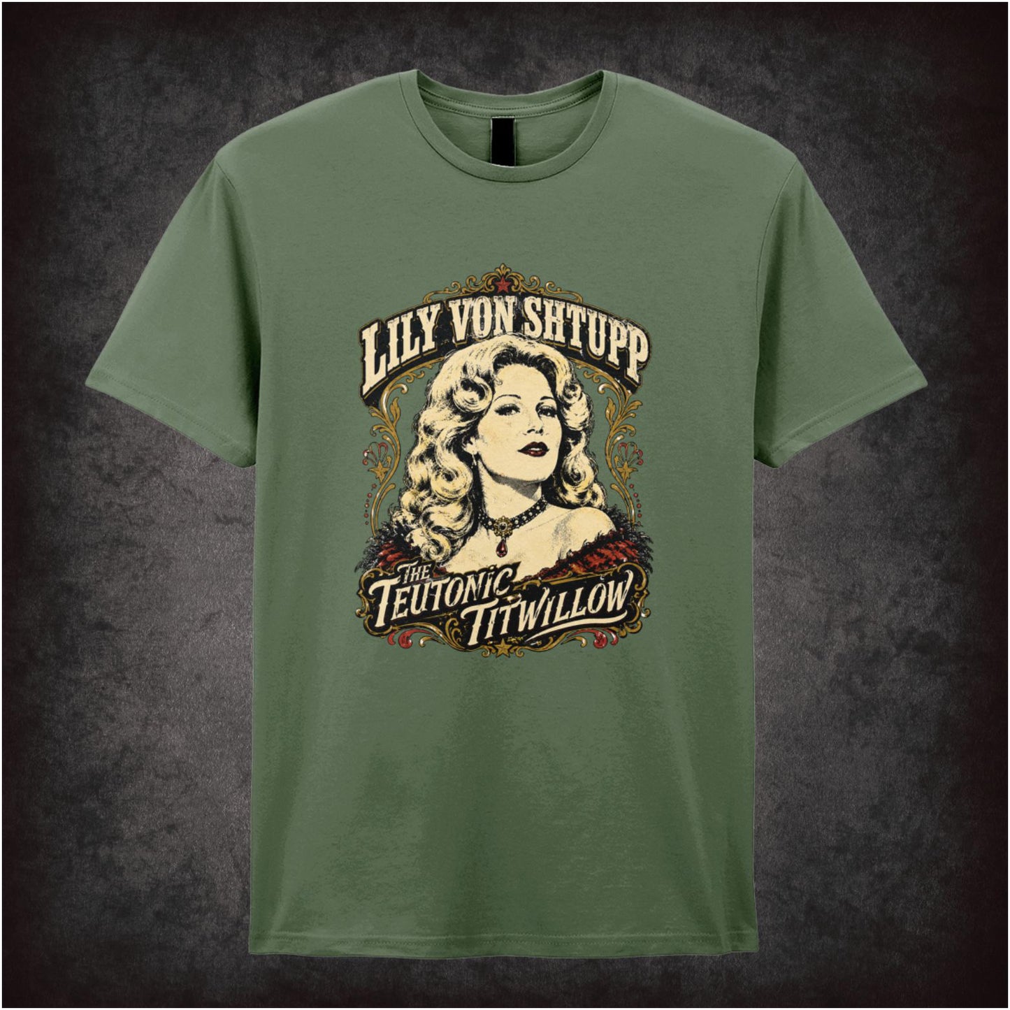 Lili Von Shtupp ‘Teutonic Titwillow’ portrait T-shirt from Blazing Saddles