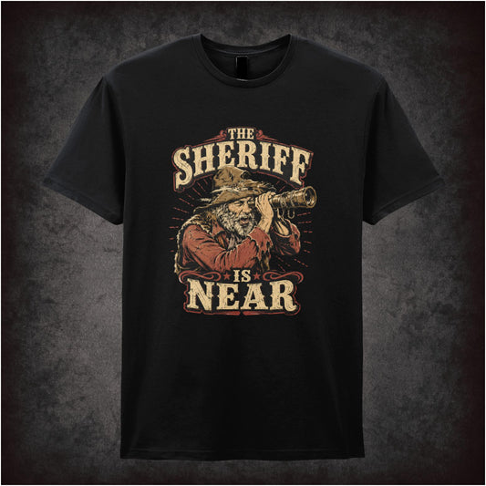 Gabby Johnson silhouette ‘the sheriff is near’ T-shirt from Blazing Saddles