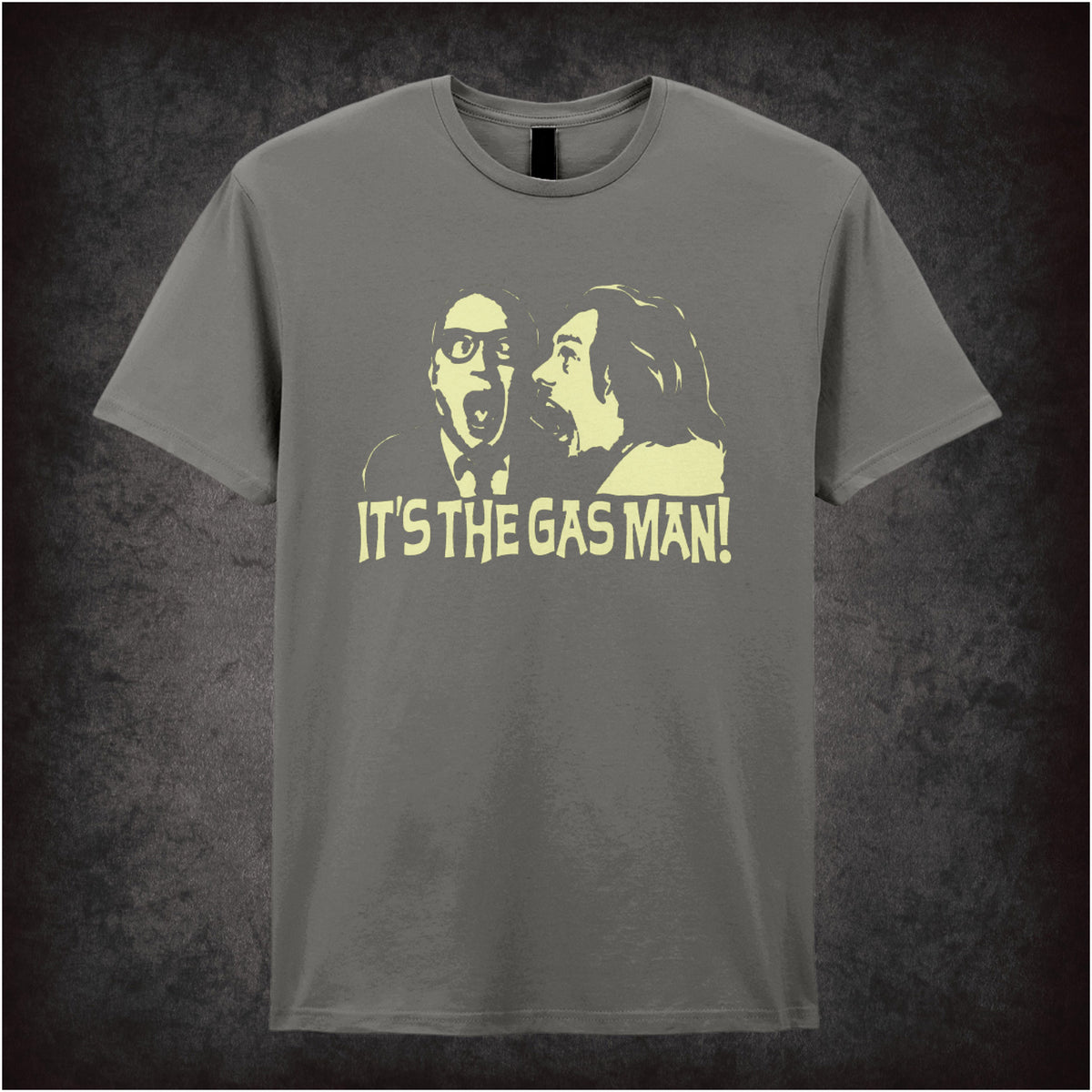 “‘It’s the gas man!’ Richie & Eddie T-shirt in charcoal from Bottom”