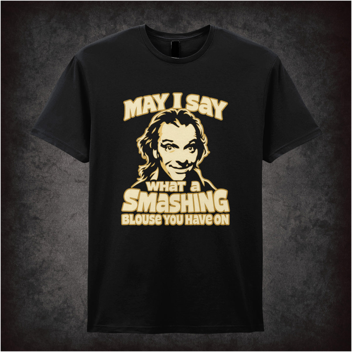 “Richie ‘May I say what a smashing blouse you have on’ T-shirt in black from Bottom”
