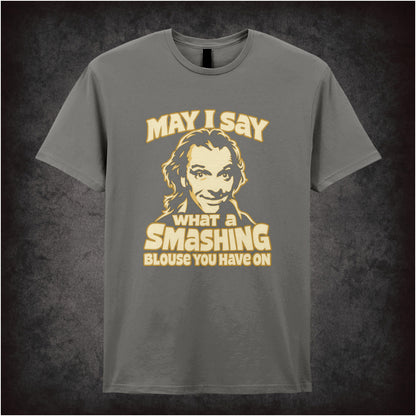 “Richie ‘May I say what a smashing blouse you have on’ T-shirt in charcoal from Bottom”