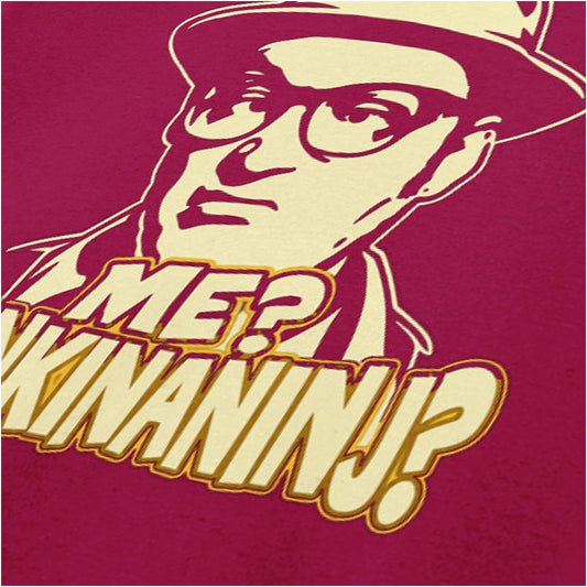 “Eddie ‘Me? Drinkinaninj?’ close up T-shirt in cardinal red from Bottom”