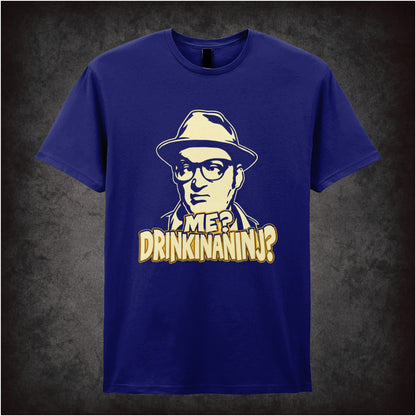 “Eddie ‘Me? Drinkinaninj?’ T-shirt in navy from Bottom”